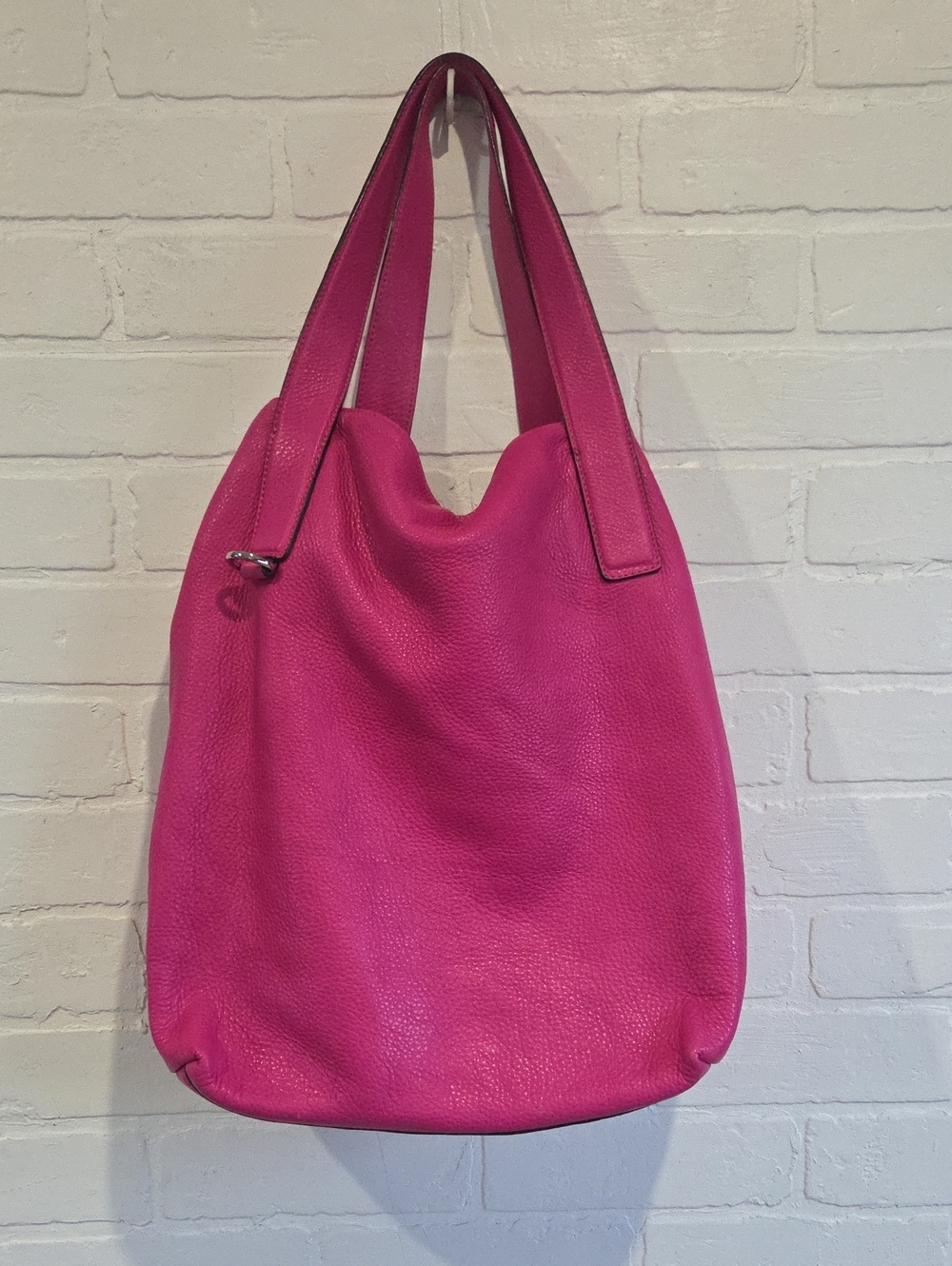 Coccininelle Fuchsia Pebbled Leather Shoulder Tote